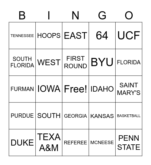MARCH MADNESS Bingo Card