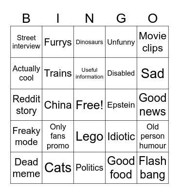 Instagram slop BINGO Card