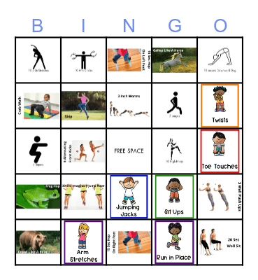 Fitness Bingo Card