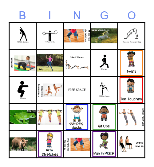 Fitness Bingo Card
