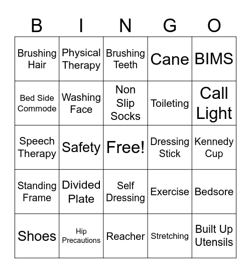 Therapy Bingo Card