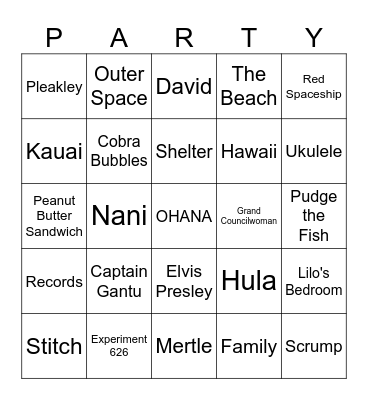 STITCH PARTY BINGO Card