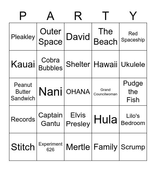 STITCH PARTY BINGO Card