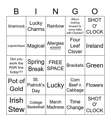 Team Juarez March Madness BINGO Card