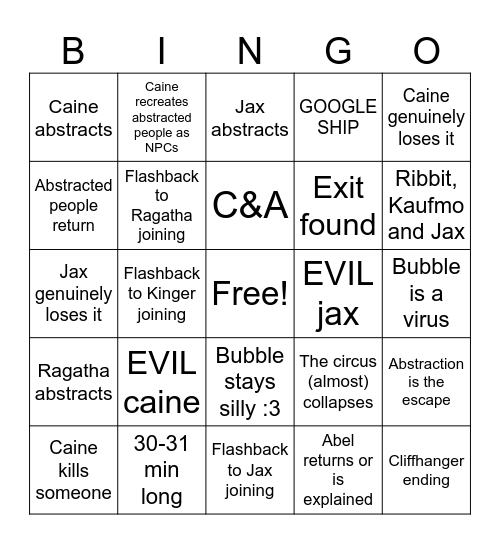 TADC EP 8 Bingo Card