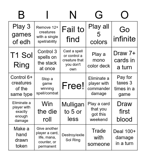 Magic: the Bingoing Bingo Card