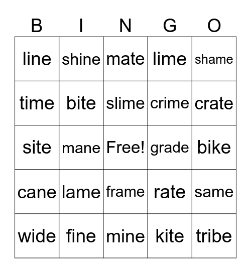 I_e and A_e BINGO Card
