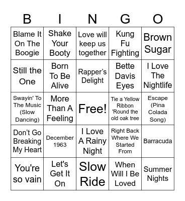 70's BINGO Card