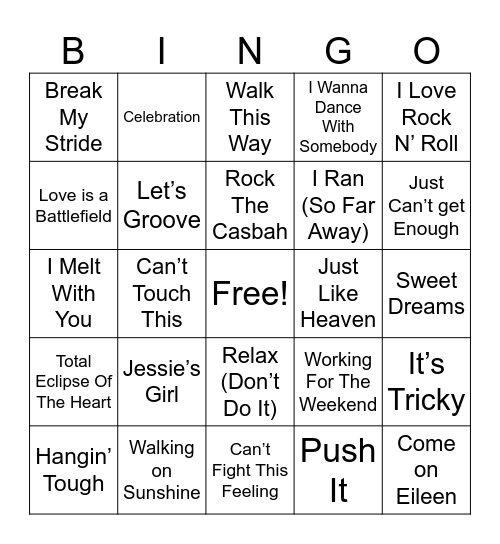 80's BINGO Card