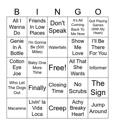 90's BINGO Card