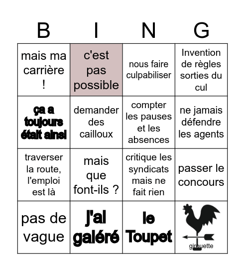 Bingo patronal de la fonction publique Bingo Card