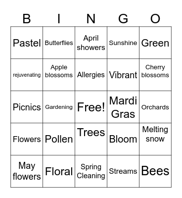 Spring Bingo Card