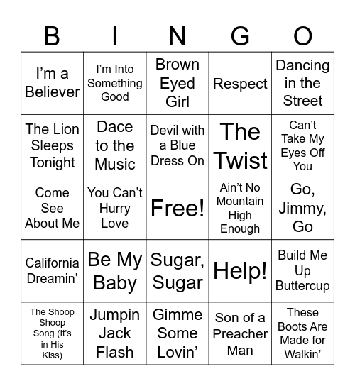 Hippie Bingo Card