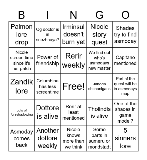 6.6 archon quest Bingo Card