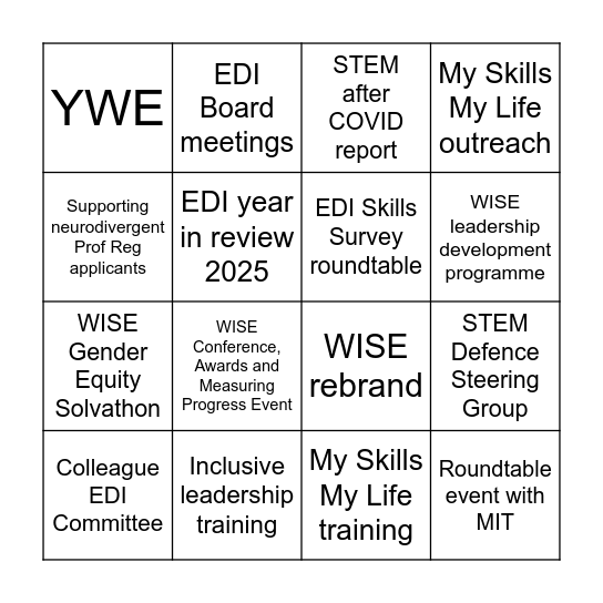 EDI Team update - Bingo! Bingo Card