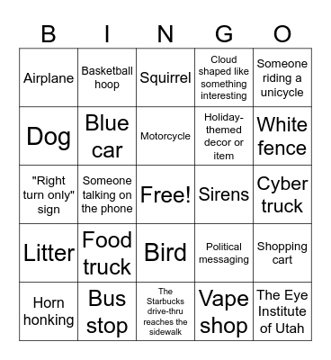 Neighborhood Bingo! Bingo Card