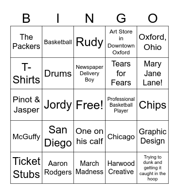 Gareth Bingo Card