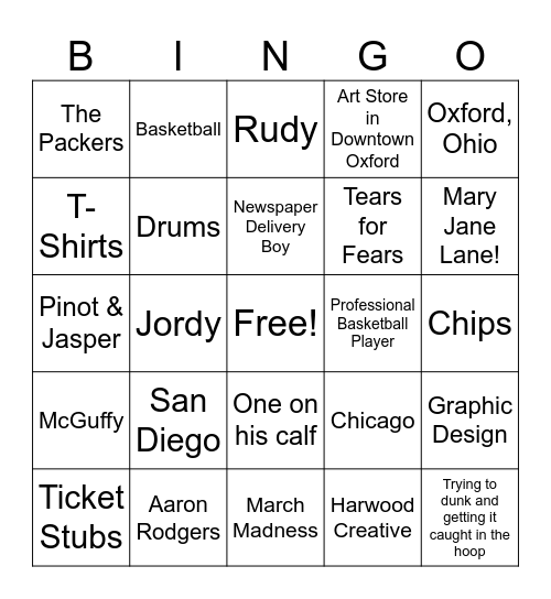 Gareth Bingo Card