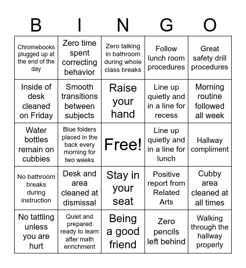 End of Year Bingo Card