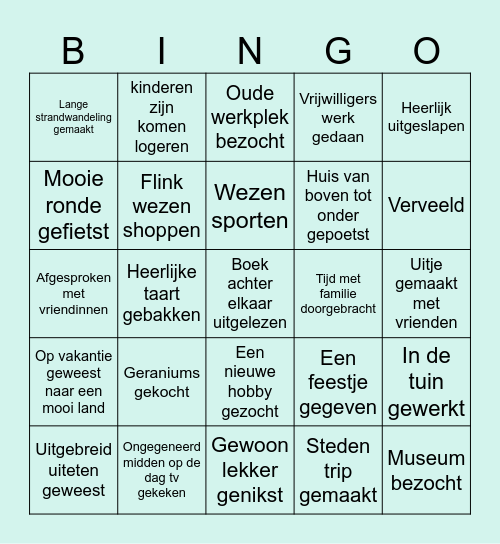 'Ik ben met pensioen Bingo' Bingo Card