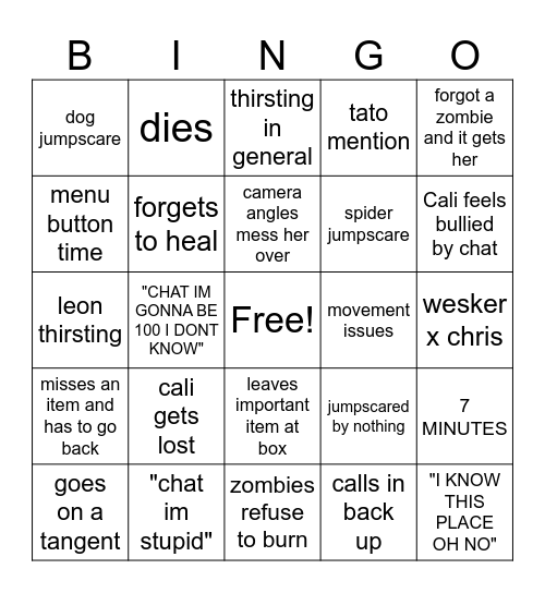 cali bingo Card