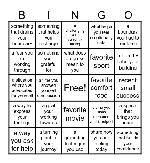 Lets Talk About It Bingo Card