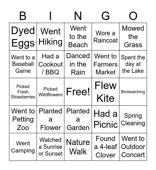 SPRING BINGO Card