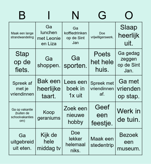 'Ik ben met pensioen Bingo' Bingo Card