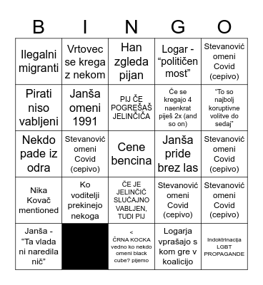Predvolilno soočenje Bingo Card