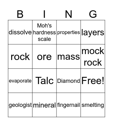 Solid Earth Bingo Card