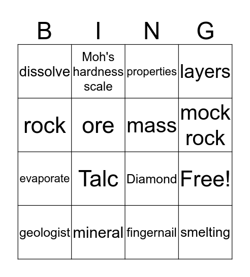 Solid Earth Bingo Card