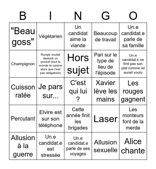 Top chef 2026 e3 Bingo Card