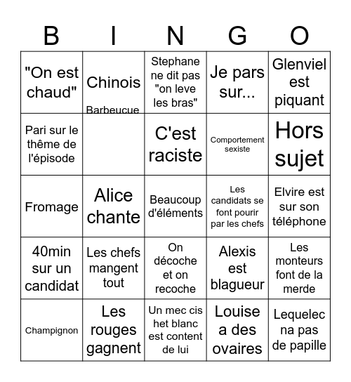 Top chef 2026 e6 Bingo Card