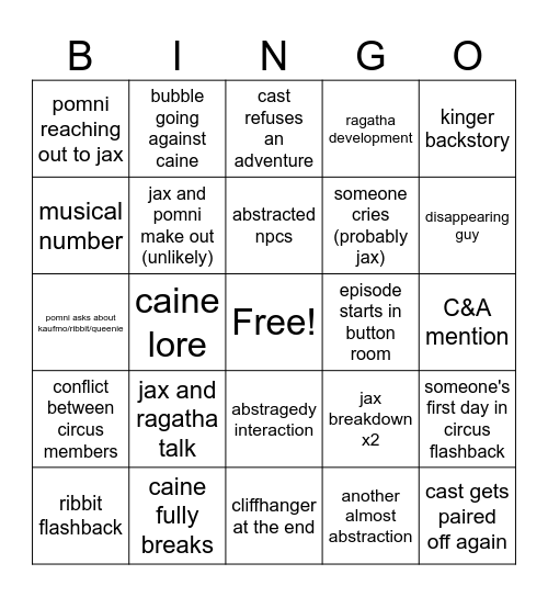 Ep 8 Bingo Card