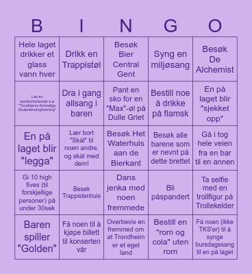 TKS på Pub Crawl i Gent! Bingo Card