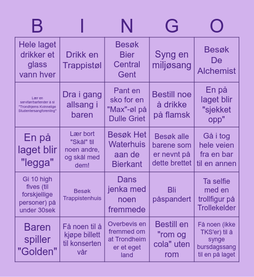 TKS på Pub Crawl i Gent! Bingo Card
