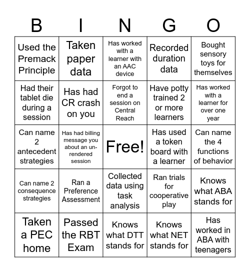 ABA Bingo Card