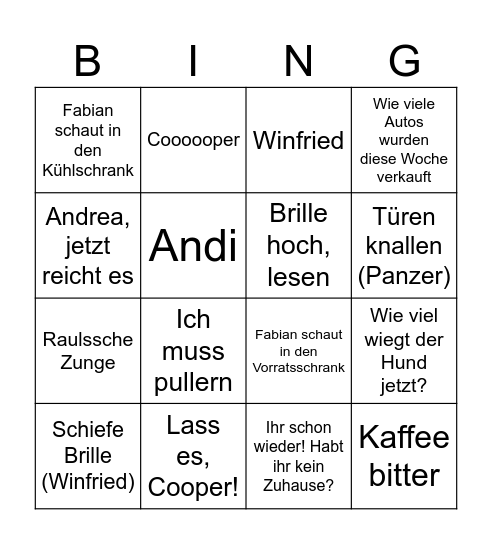 Familie Rauls Bingo Card
