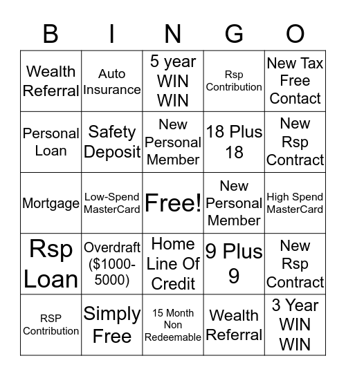 RRSP BINGO! Bingo Card