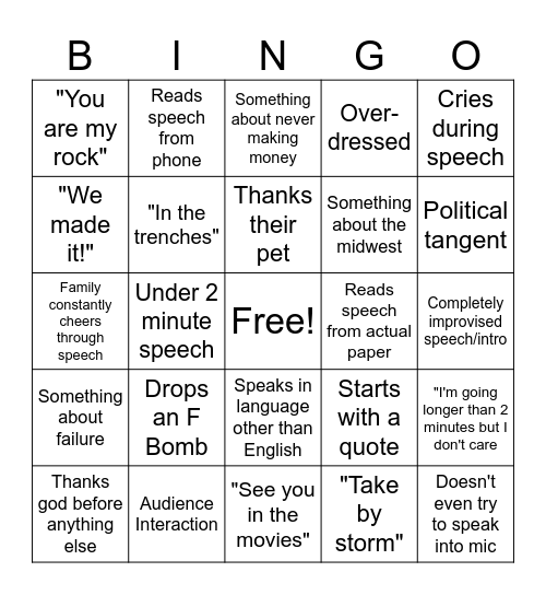 MFA 2026 Bingo Card