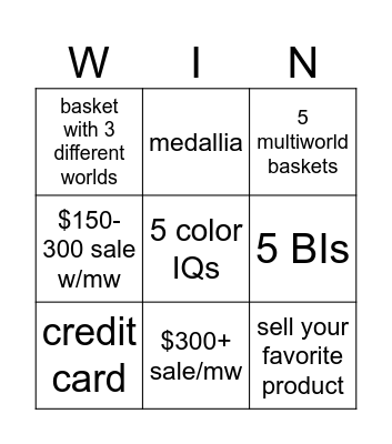 OBJECTIVES Bingo Card