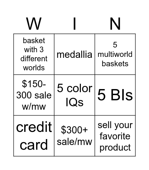 OBJECTIVES Bingo Card