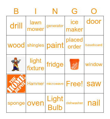 Home Depot Bingo Card