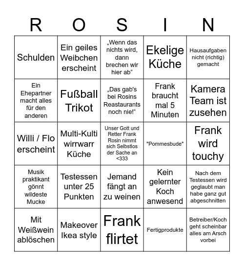 Frank Rosin Bingo Card