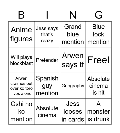 Untitled Bingo Card