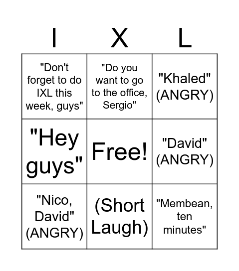 Andres Sanchez frases frequentes Bingo Card