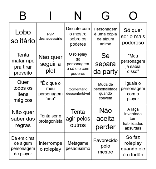 Feitos de um novato Bingo Card