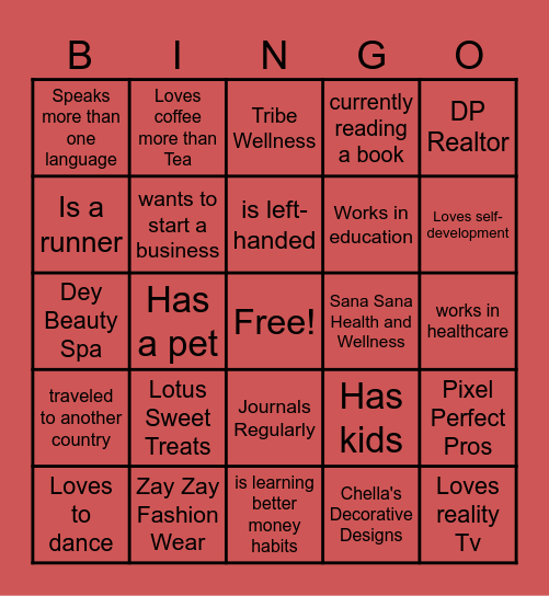 1 NEW signature per square Bingo Card