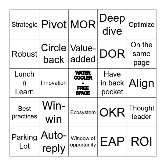 Corporate Lingo Bingo Card