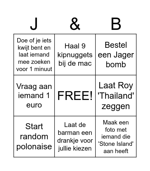 JIKKE+BRITT Bingo Card